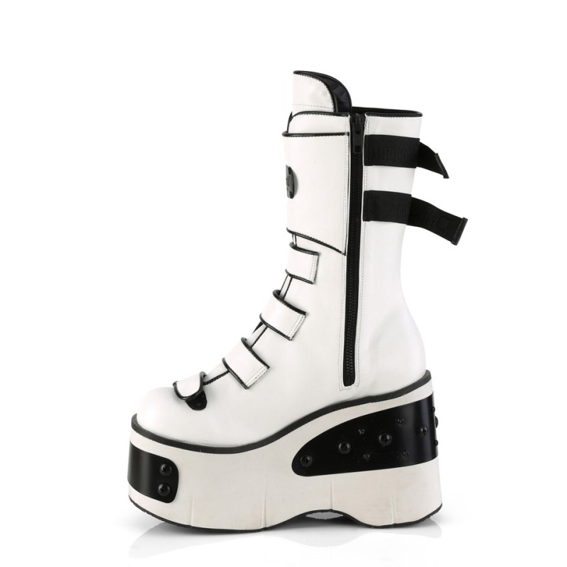 Demonia Kera 108 Platform Strappy Naisten Mid Saappaat Valkoinen Suomi | QQ6-60336X9