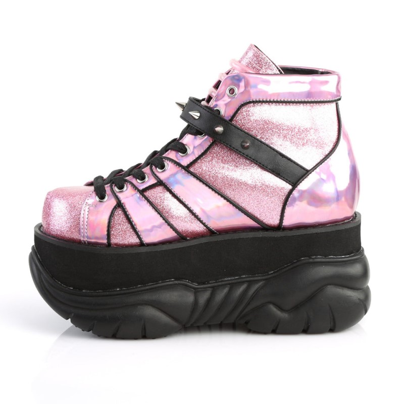 Demonia Neptune 100 Platform Lace Up Naisten Nilkkurit Pinkki Hopea Suomi | VR7-50175O2