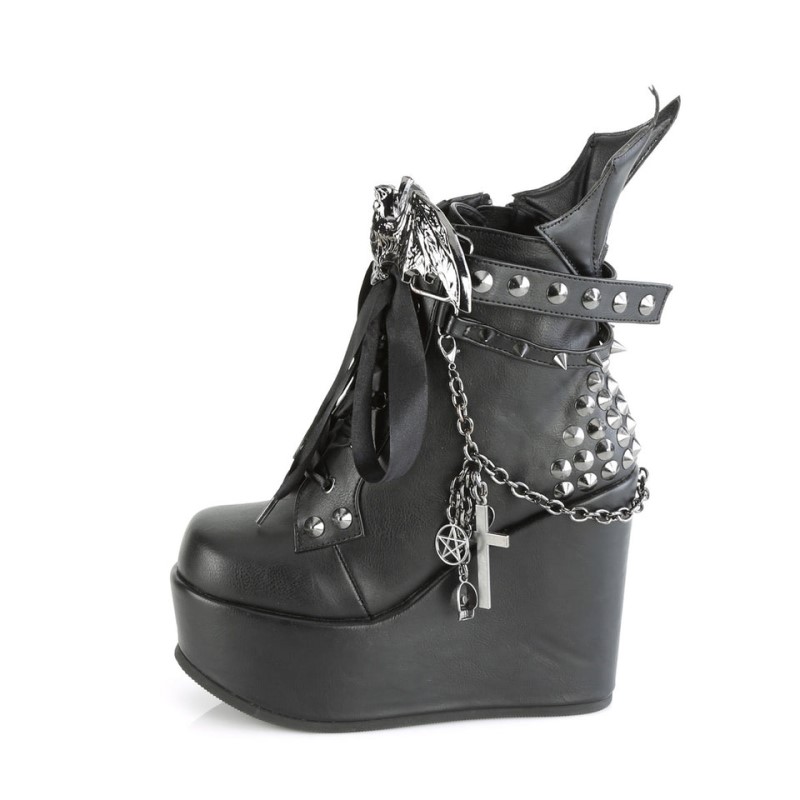 Demonia Poison 107 Wedge Platform Lace Up Naisten Nilkkurit Mustat Suomi | MB6-76707U1