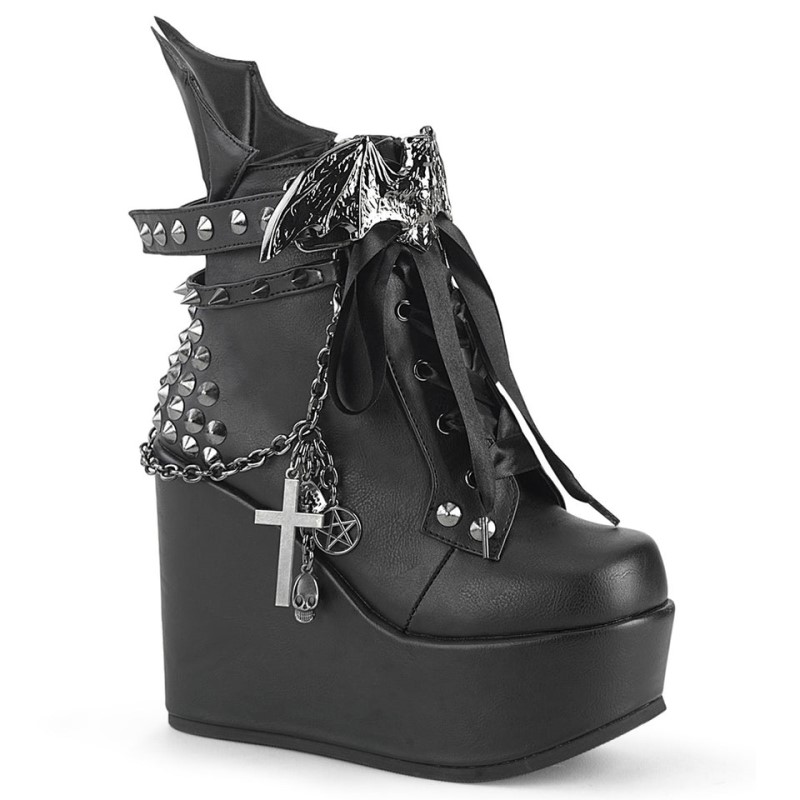 Demonia Poison 107 Wedge Platform Lace Up Naisten Nilkkurit Mustat Suomi | MB6-76707U1