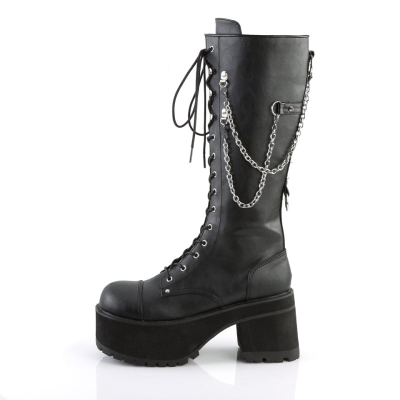 Demonia Ranger 303 Heel Platform Lace Up Naisten Korkeat Saappaat Mustat Suomi | FP5-67776R0