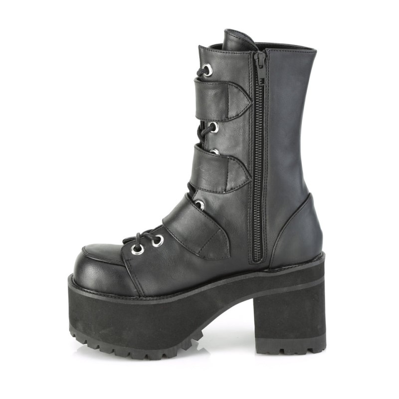 Demonia Ranger 308 Heel Platform Lace Up Naisten Nilkkurit Mustat Suomi | KD1-32203D3