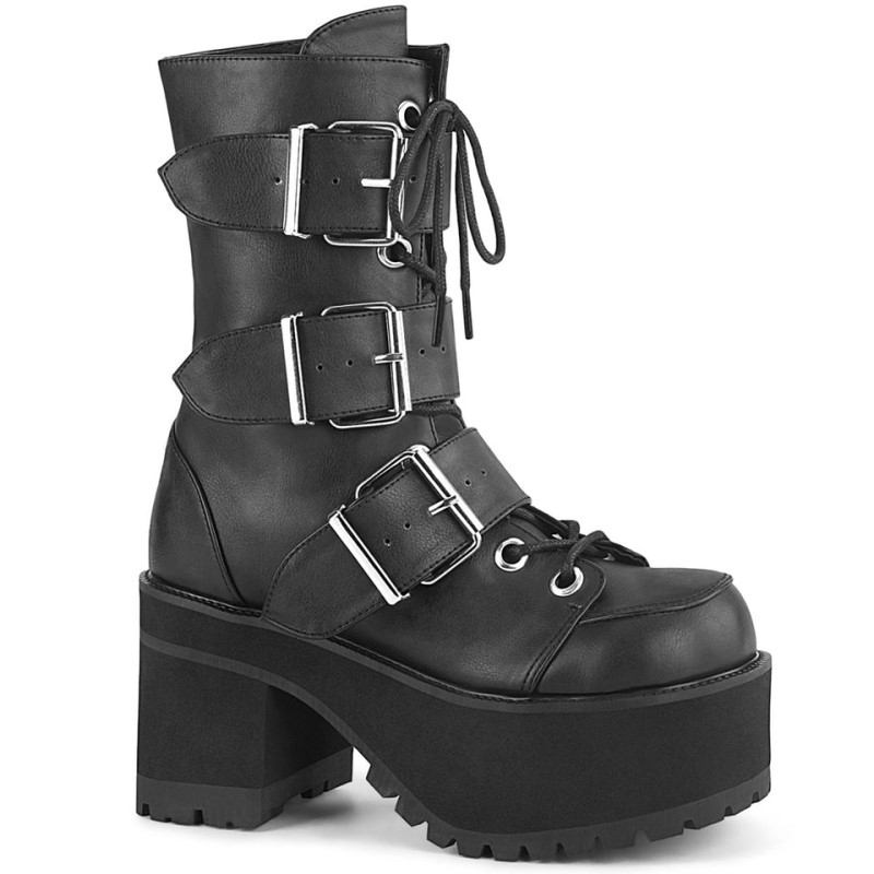 Demonia Ranger 308 Heel Platform Lace Up Naisten Nilkkurit Mustat Suomi | KD1-32203D3