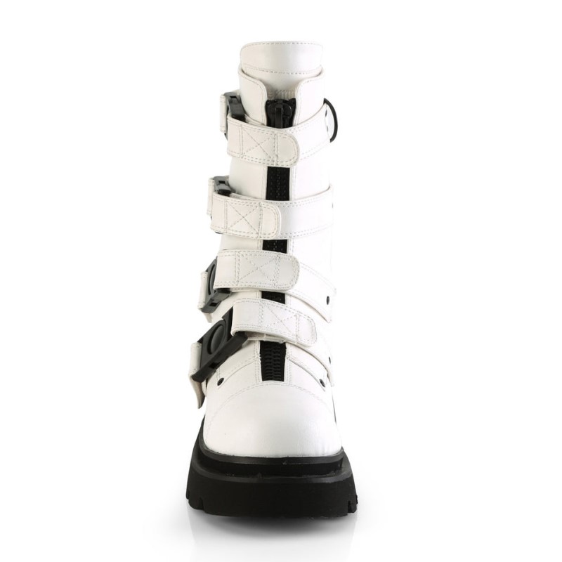 Demonia Renegade 55 Tiered Platform Strappy Calf High Naisten Nilkkurit Valkoinen Suomi | AW9-32643E0