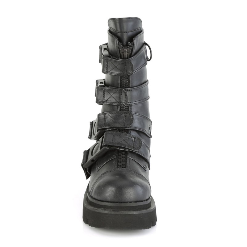 Demonia Renegade 55 Tiered Platform Strappy Calf High Naisten Nilkkurit Mustat Suomi | BP5-32283Y1