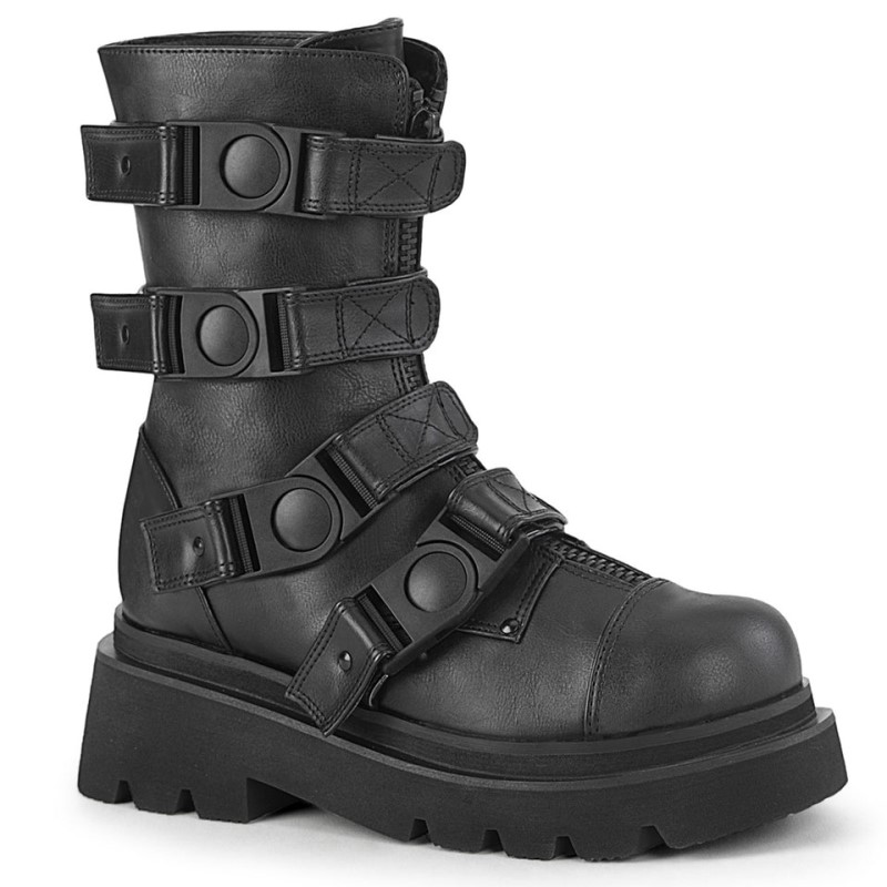 Demonia Renegade 55 Tiered Platform Strappy Calf High Naisten Nilkkurit Mustat Suomi | BP5-32283Y1