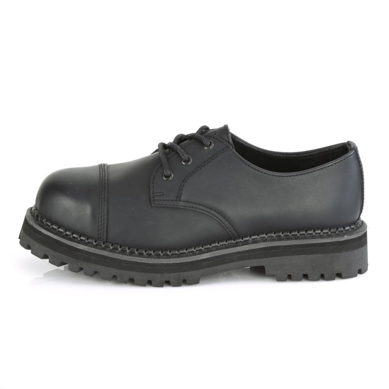 Demonia Riot 03 Eyelet Vegan Steel Toe Classic Naisten Oxford Kengät Mustat Suomi | LJ6-69176P7