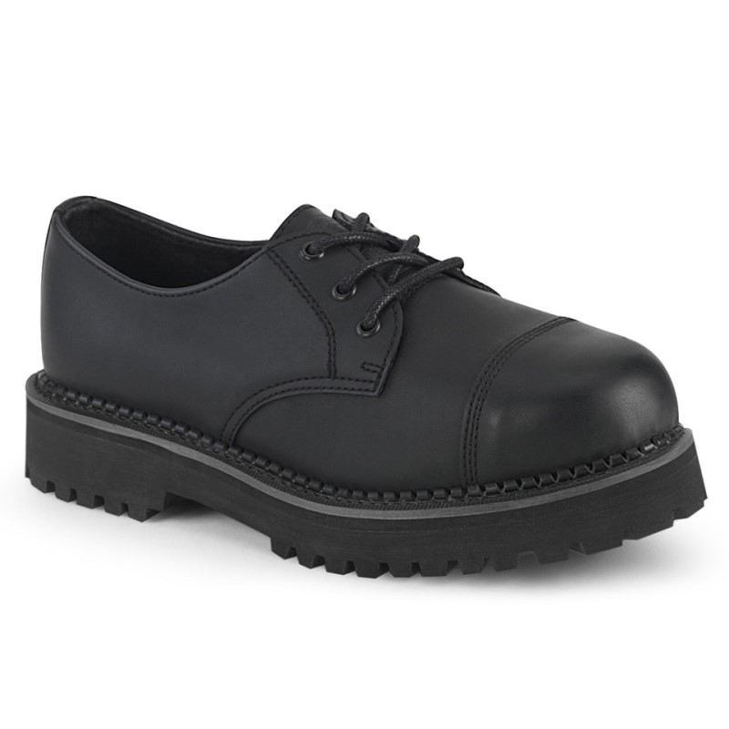 Demonia Riot 03 Eyelet Vegan Steel Toe Classic Naisten Oxford Kengät Mustat Suomi | LJ6-69176P7