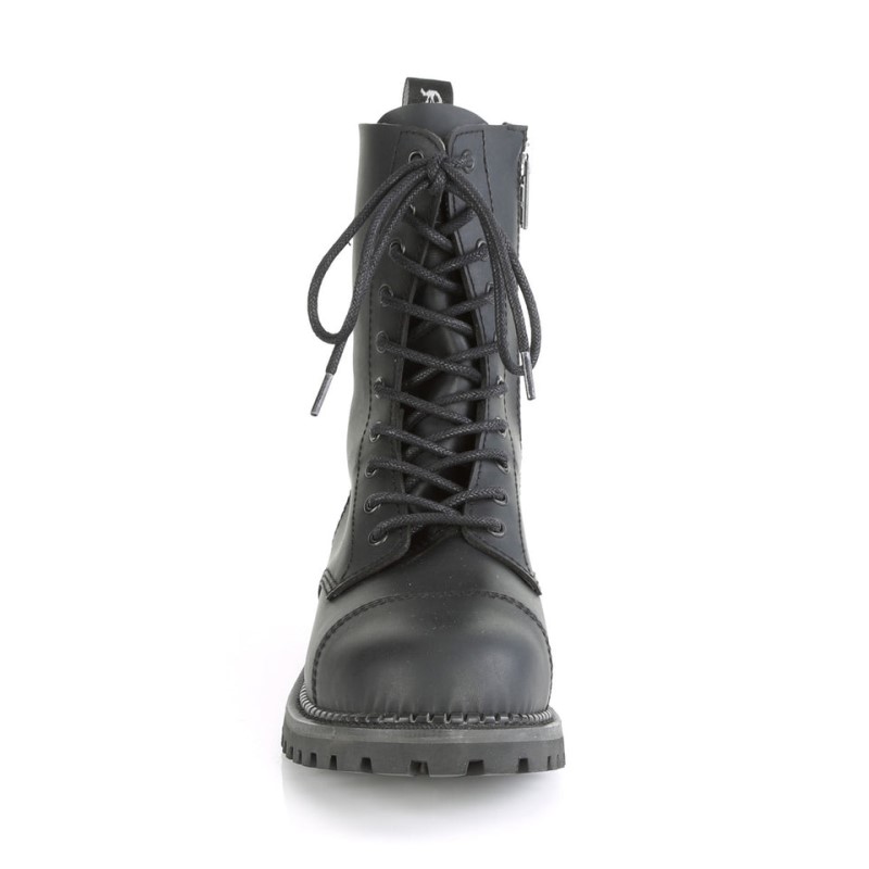 Demonia Riot 10 Eyelet Vegan Steel Toe Lace Up Naisten Nilkkurit Mustat Suomi | CK4-80678Q0