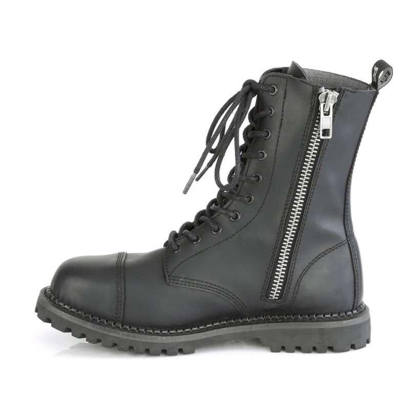 Demonia Riot 10 Eyelet Vegan Steel Toe Lace Up Miesten Nilkkurit Mustat Suomi | LL7-06950S9