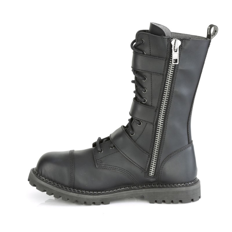 Demonia Riot 12bk Eyelet Vegan Steel Toe Lace Up Triple Buckle Naisten Nilkkurit Mustat Suomi | OC3-21552I7