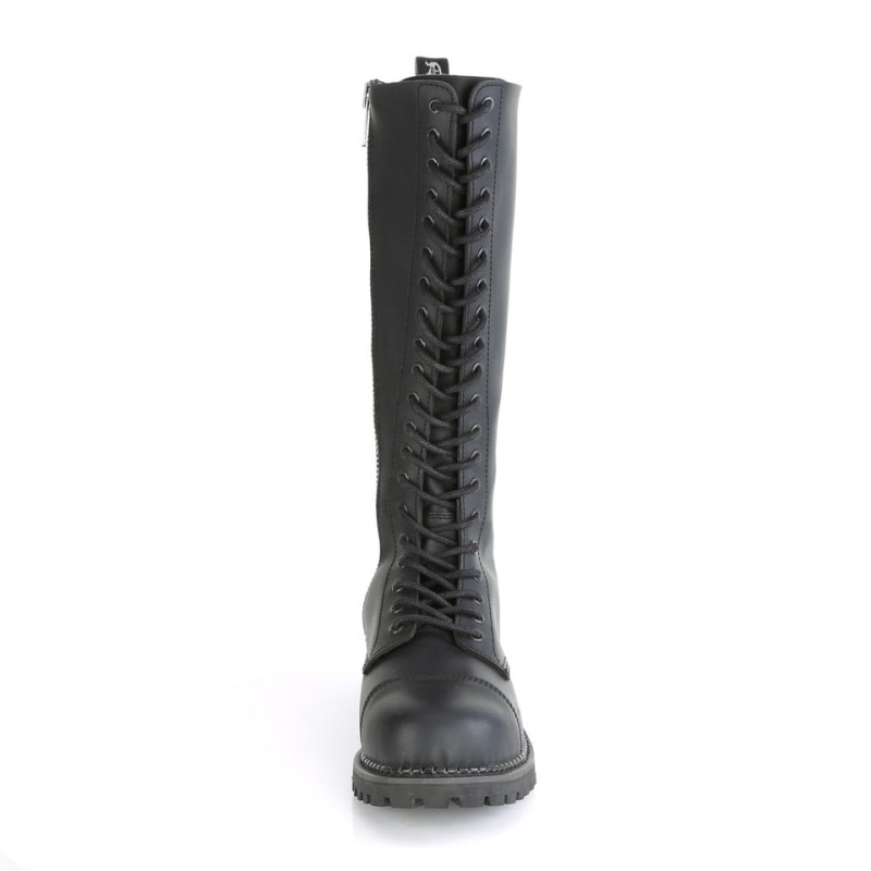 Demonia Riot 20 Eyelet Vegan Steel Toe Lace Up Naisten Korkeat Saappaat Mustat Suomi | IV1-91979H9