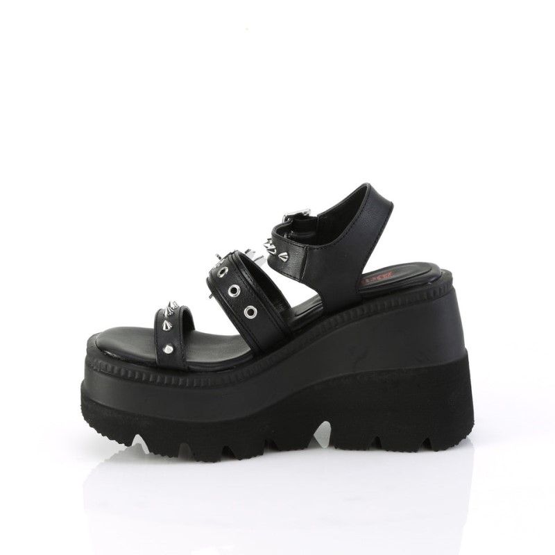 Demonia Shaker 13 Platform Ankle Strap Naisten Sandaalit Mustat Mustat Suomi | RP0-47554P8