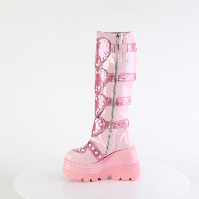 Demonia Shaker 210 Wedge Platform Platform Naisten Korkeat Saappaat Pinkki Suomi | SY0-64536C0