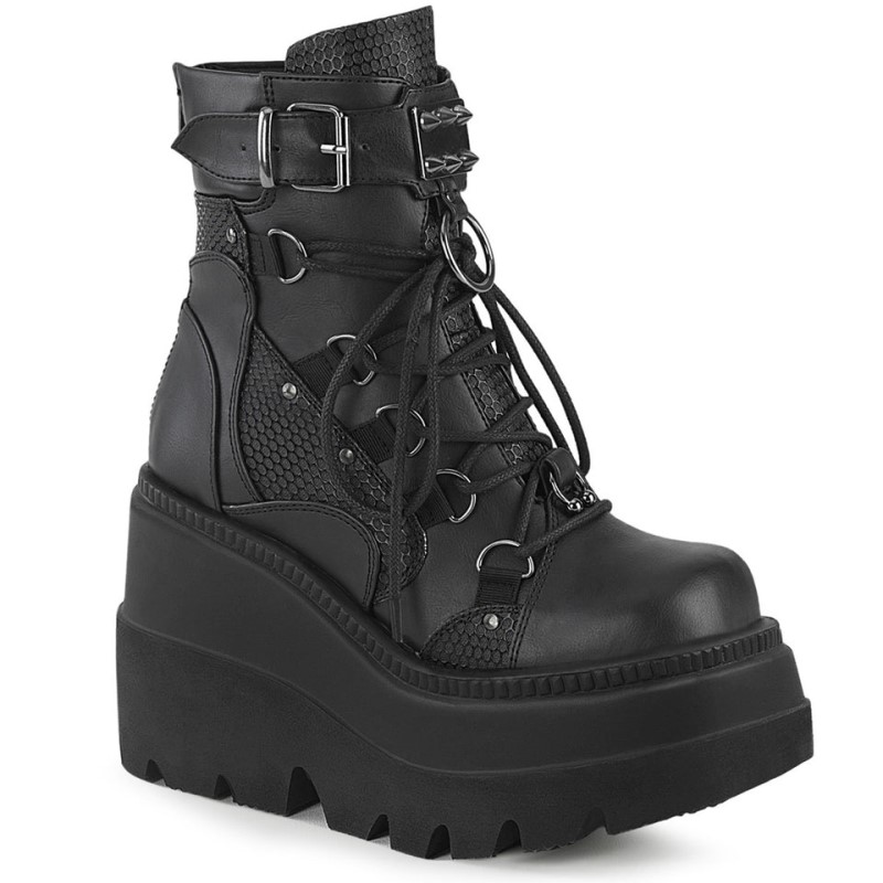 Demonia Shaker 60 Wedge Platform Lace Up Naisten Nilkkurit Mustat Suomi | ML8-27432H6