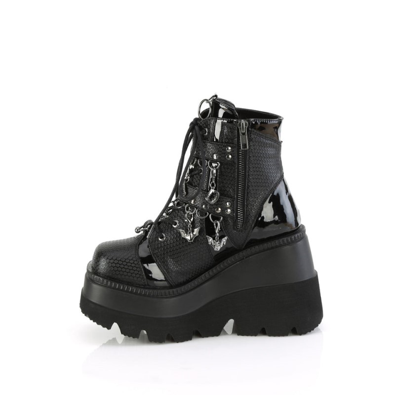 Demonia Shaker 66 Wedge Platform Lace Up Naisten Nilkkurit Mustat Suomi | XU3-81718I7