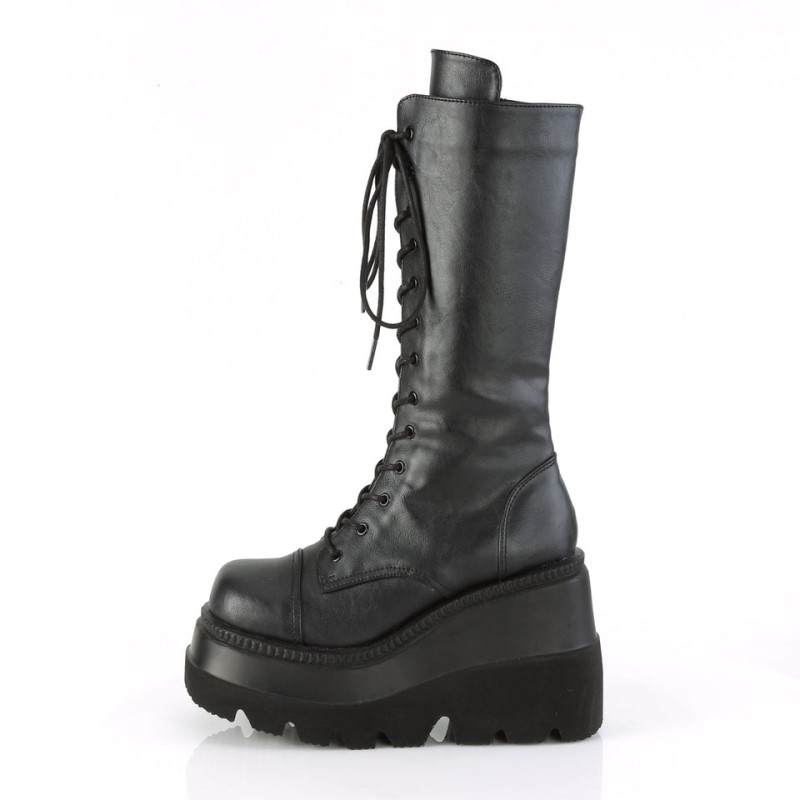 Demonia Shaker 72 Platform Lace Up Naisten Mid Saappaat Mustat Suomi | EU1-64506G3