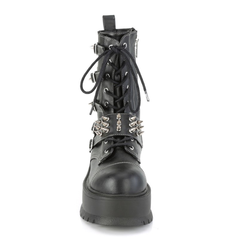 Demonia Slacker 165 Platform Lace Up Naisten Mid Saappaat Mustat Suomi | KD4-15391W3