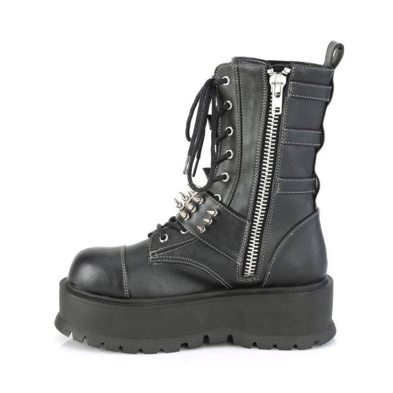 Demonia Slacker 165 Platform Lace Up Naisten Mid Saappaat Mustat Suomi | KD4-15391W3