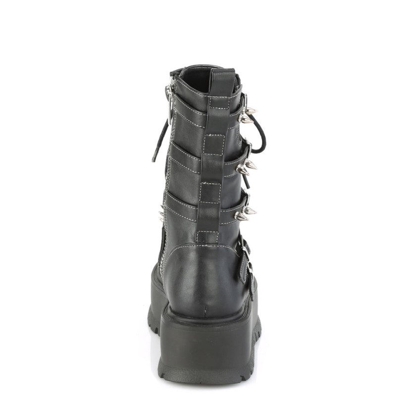 Demonia Slacker 165 Platform Lace Up Naisten Mid Saappaat Mustat Suomi | KD4-15391W3