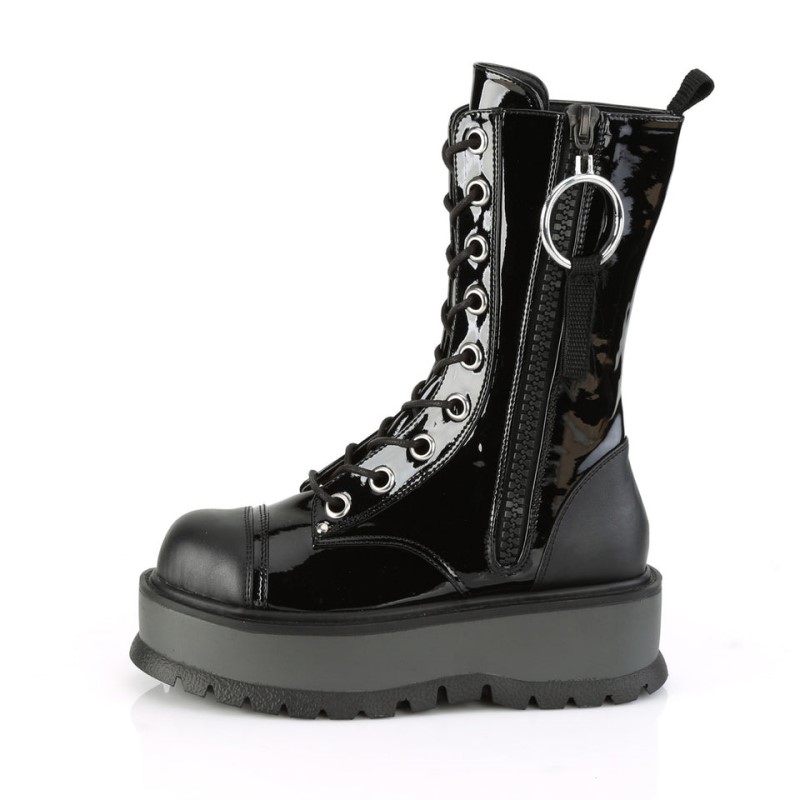 Demonia Slacker 220 Platform Lace Up Naisten Mid Saappaat Mustat Suomi | XY3-84788U9