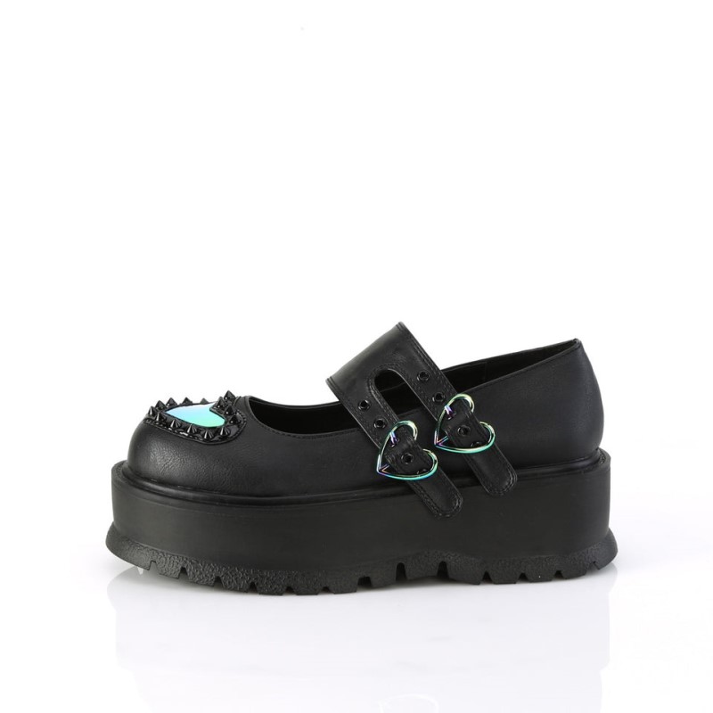 Demonia Slacker 25 Platform Naisten Mary Janes Mustat Suomi | GH9-79977M3