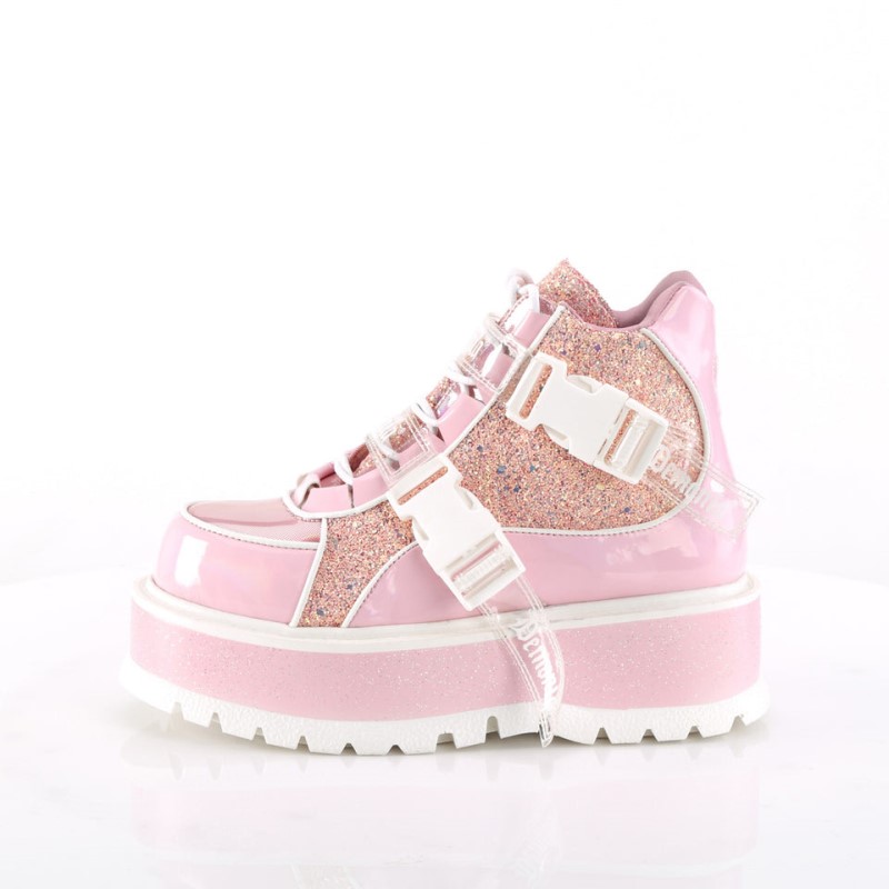 Demonia Slacker 50 Platform Lace Up Naisten Nilkkurit Pinkki Pinkki Monivärinen Suomi | AG0-96369D6