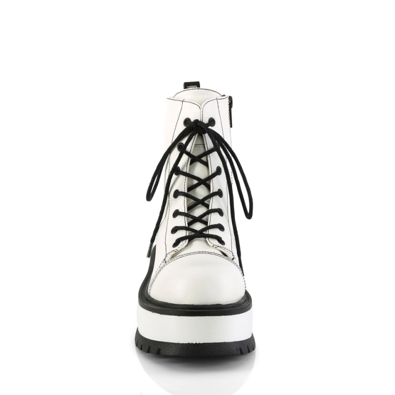 Demonia Slacker 55 Platform Lace Up Naisten Nilkkurit Valkoinen Suomi | DW0-91929G9