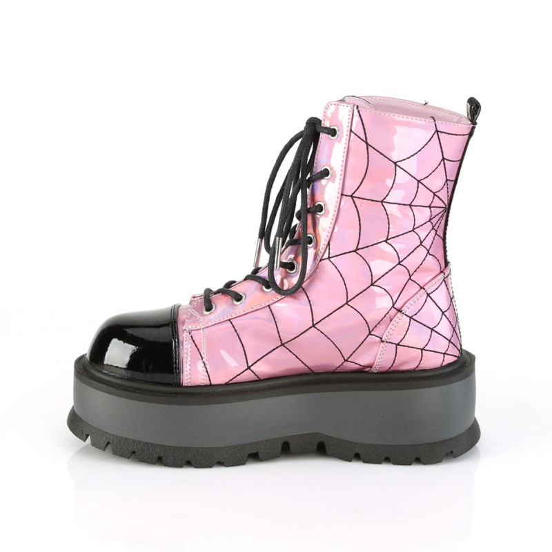 Demonia Slacker 88 Platform Lace Up Naisten Nilkkurit Pinkki Mustat Suomi | XX2-57155Q2