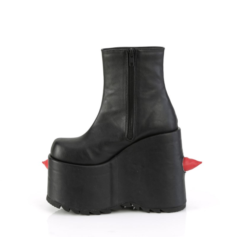 Demonia Slay 77 Wedge Platform Naisten Nilkkurit Mustat Punainen Suomi | QV0-98549U2