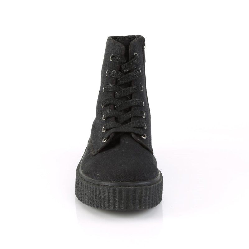 Demonia Sneeker 201 Platform Rubber High Top Round Toe Lace Up Creeper Miesten Tennarit Mustat Suomi | NI3-21182R0