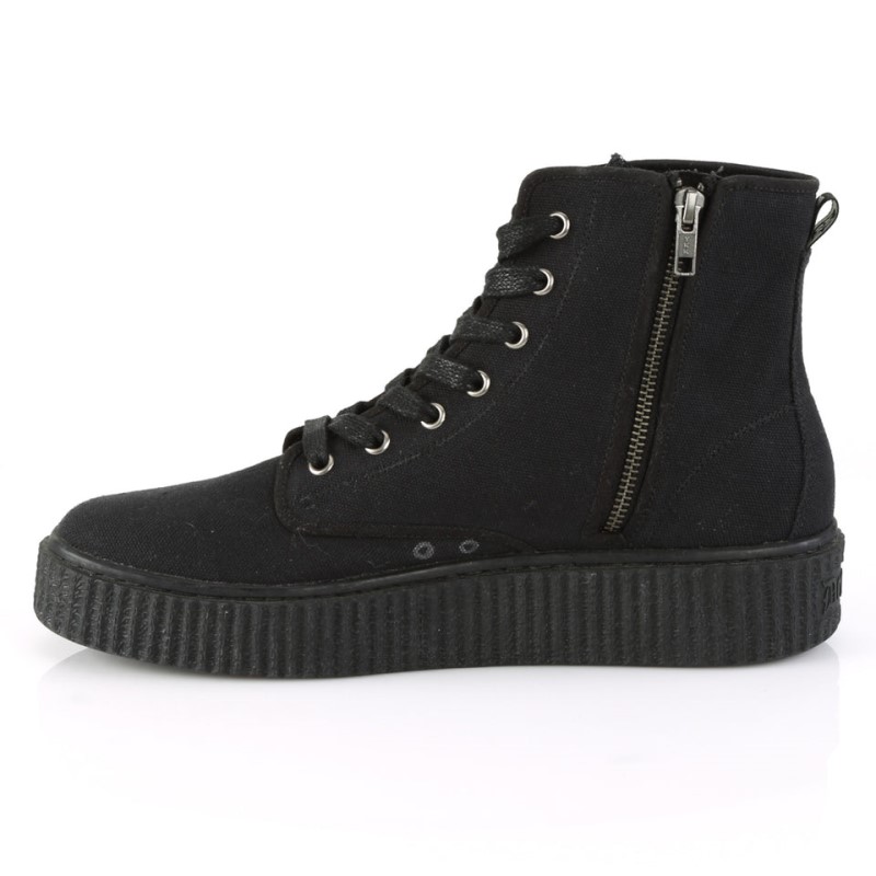 Demonia Sneeker 201 Platform Rubber High Top Round Toe Lace Up Creeper Miesten Tennarit Mustat Suomi | NI3-21182R0