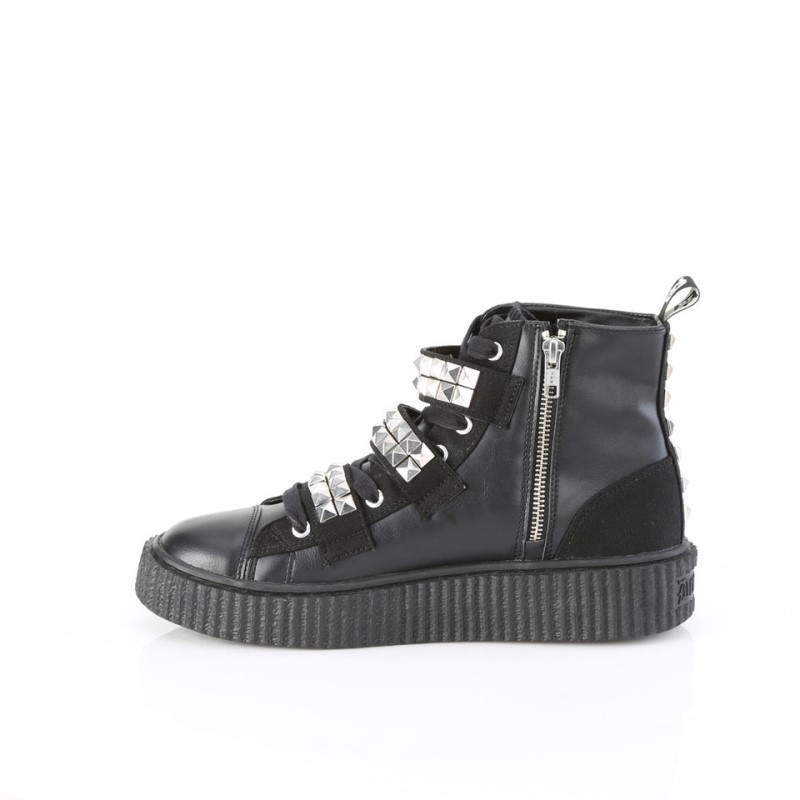 Demonia Sneeker 225 Platform Rubber High Top Round Toe Lace Up Creeper Naisten Tennarit Mustat Suomi | CZ9-96969F4