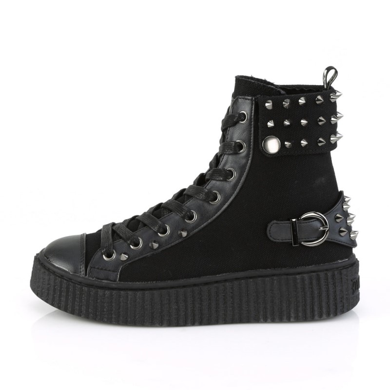 Demonia Sneeker 266 Platform Rubber High Top Round Toe Lace Up Creeper Naisten Tennarit Mustat Suomi | NY6-22092W8