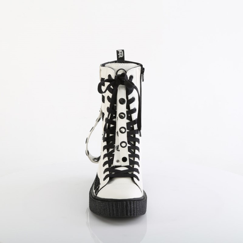 Demonia Sneeker 325 Platform Rubber Round Toe Lace Up Mid-Calf Creeper Naisten Tennarit Valkoinen Suomi | KW7-33703M1