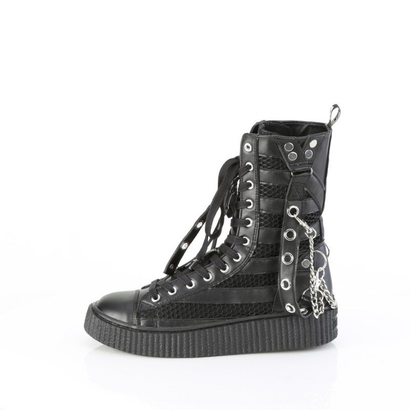 Demonia Sneeker 325 Platform Rubber Round Toe Lace Up Mid-Calf Creeper Naisten Tennarit Mustat Suomi | KJ7-94579Y6