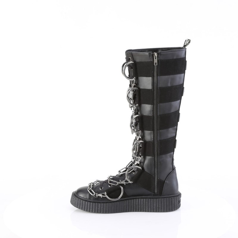 Demonia Sneeker 405 Platform Rubber Round Toe Lace Up Knee High Creeper Naisten Tennarit Mustat Suomi | ZT5-14661Q1