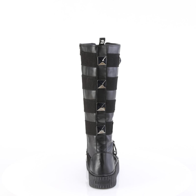 Demonia Sneeker 405 Platform Rubber Round Toe Lace Up Knee High Creeper Naisten Tennarit Mustat Suomi | ZT5-14661Q1