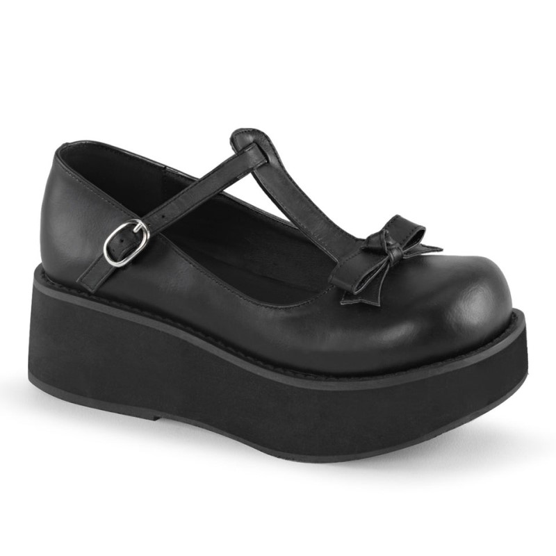 Demonia Sprite 03 Platform T-Strap Naisten Mary Janes Mustat Suomi | RX8-42844S5