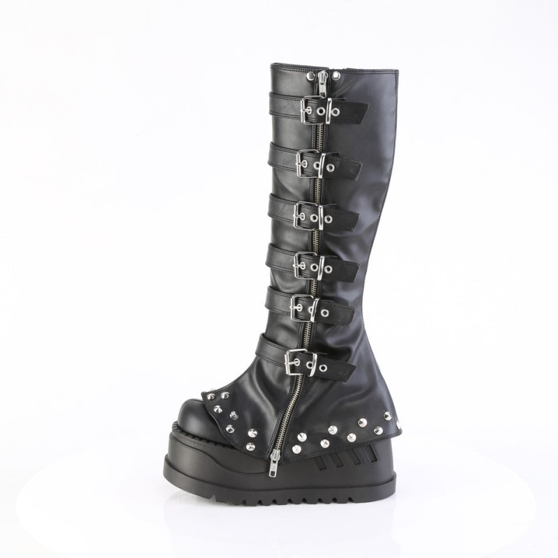 Demonia Stomp 223 Wedge Bell Bottom Draped Platform Naisten Korkeat Saappaat Mustat Suomi | XX5-60306L7