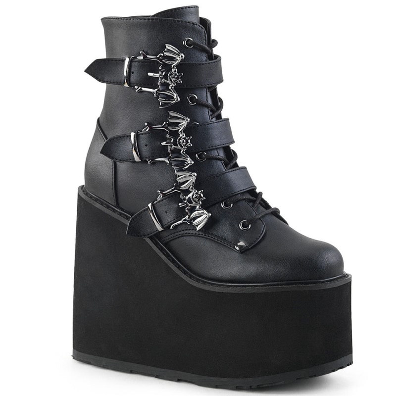 Demonia Swing 103 Wedge Platform Lace Up Naisten Nilkkurit Mustat Suomi | IQ5-91709L7