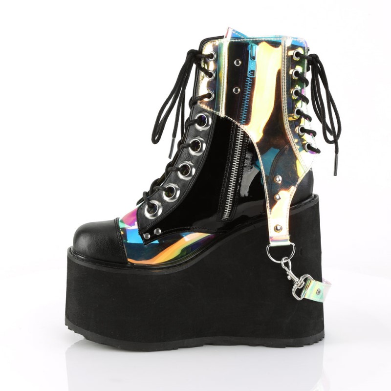 Demonia Swing 115 Wedge Platform Lace Up Naisten Nilkkurit Mustat Keltainen Suomi | YB7-68676X8