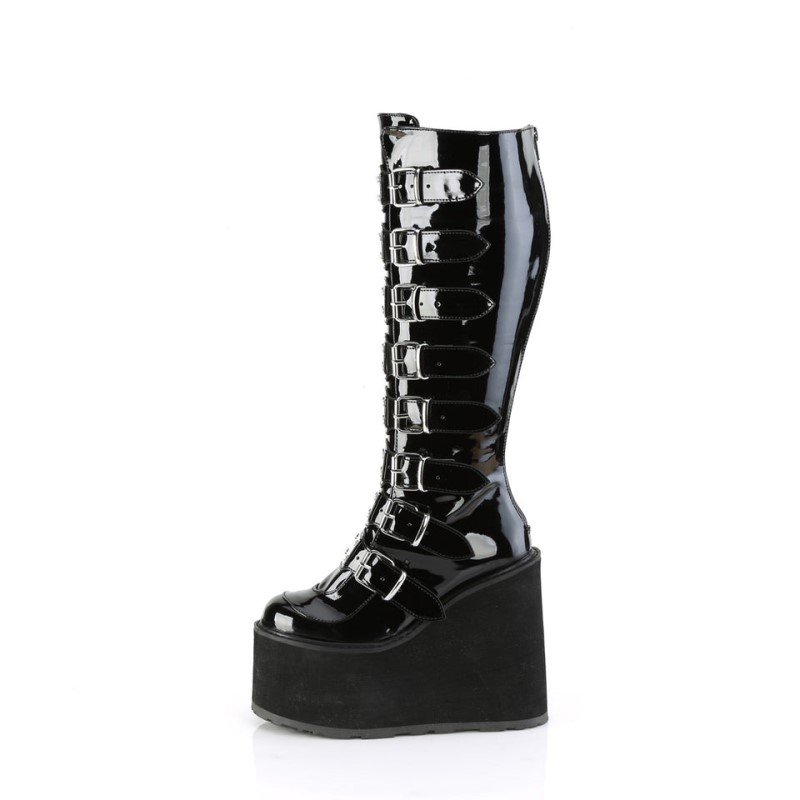 Demonia Swing 815wc Platform Wide Calf Naisten Korkeat Saappaat Mustat Mustat Suomi | GK3-47504B6