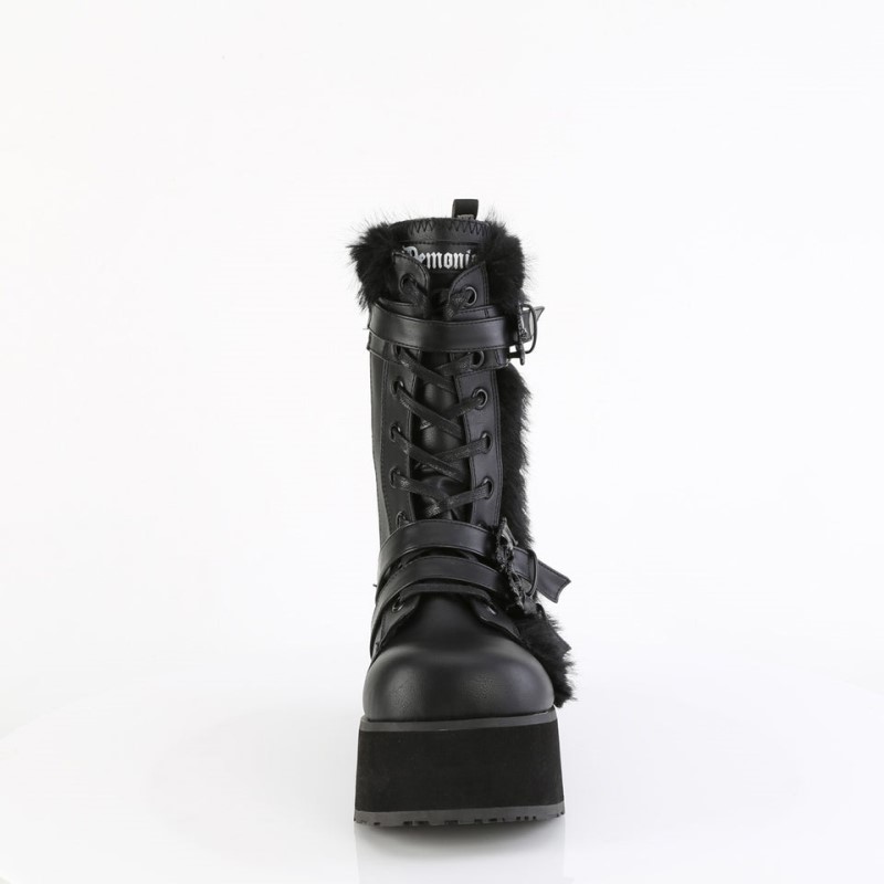 Demonia Trashville 218 Platform Lace Up Naisten Mid Saappaat Mustat Suomi | HQ7-02570W9