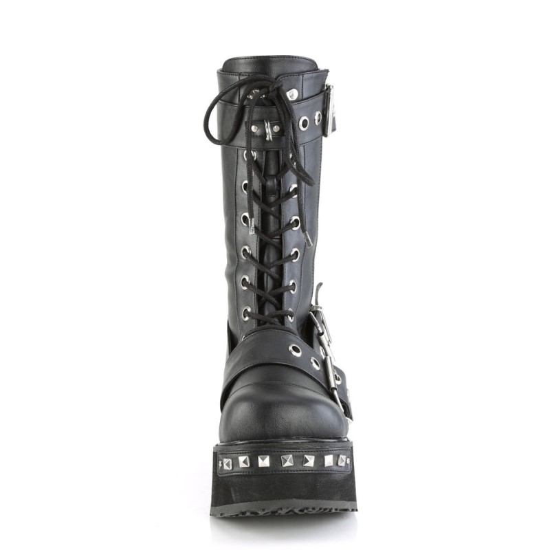 Demonia Trashville 250 Studded & Back Chrome Platform Lace Up Naisten Mid Saappaat Mustat Suomi | HH6-17471M7