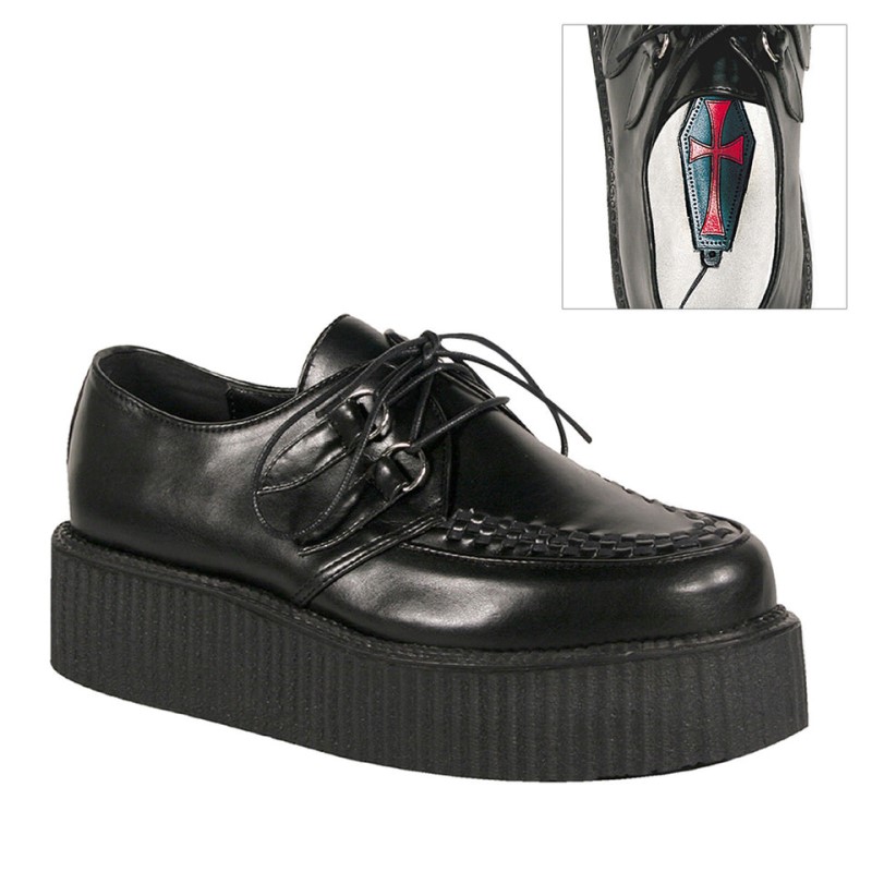 Demonia V creeper 502 Platform Goth Punk Rockabilly Basic Naisten Creepers Mustat Suomi | WA3-93209R2