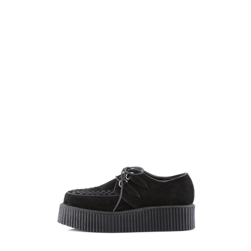 Demonia V creeper 502s Platform Suede Goth Naisten Creepers Mustat Suomi | LN2-50765N0