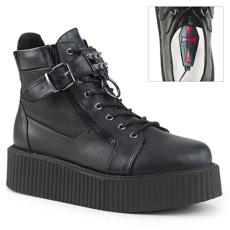 Demonia V creeper 566 Platform Lace Up Oxford Naisten Creepers Mustat Suomi | QO6-84508F6