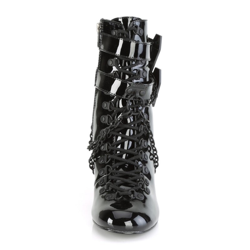 Demonia Vivika 128 Heel Round Toe D-Ring Lace Up Naisten Nilkkurit Mustat Suomi | XP9-17431Z1