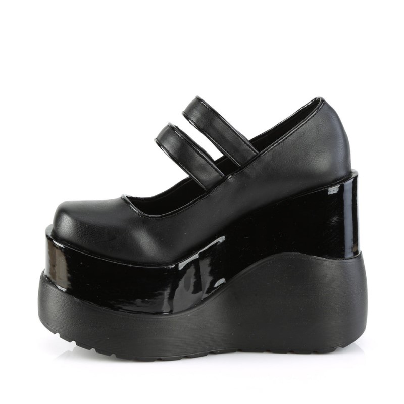 Demonia Void 37 Wedge Tiered Platform Naisten Mary Janes Mustat Mustat Suomi | SL9-27572X6